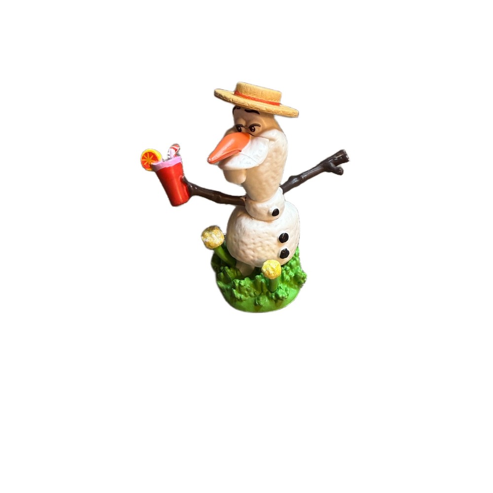 Disney Frozen Olaf In Summer PVC Figure Straw Hat Tropical Drink 2.5 Inch
